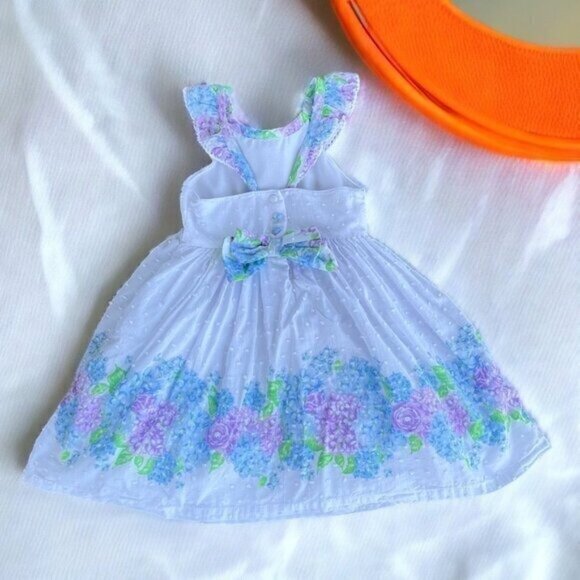 Tommy Bahama Dress Girls Size 2T Ruffled Clipped Swiss Dot Garden Floral - Picture 2 of 11